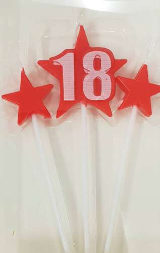 Red Star Pick Candle - No 18 - Click Image to Close